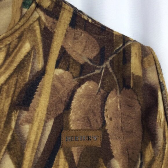 Herter's Fleece Camo Vest Mens Size XL Full Zip Advantage Wetlands Hunting - Picture 5 of 9